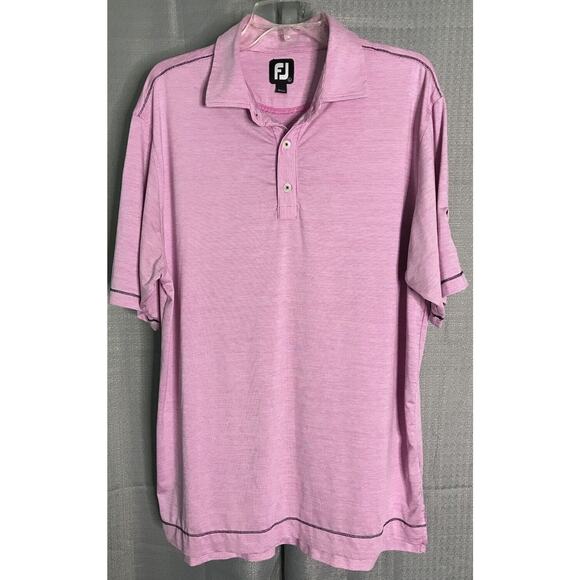 FootJoy Golf Polo Shirt Mens Large Pink Microstripe Legend - Picture 2 of 6